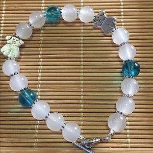 Handmade doggie bracelet with quartz beads